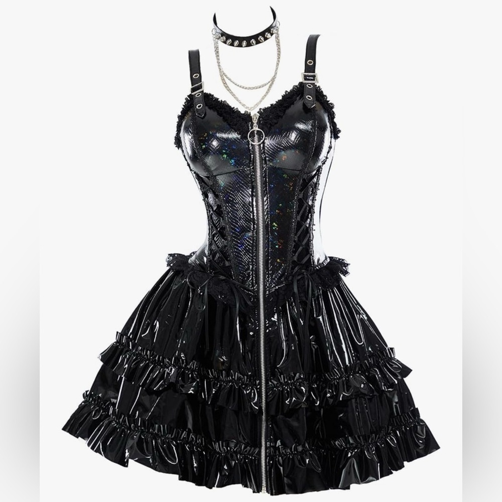 Message me to reorder in any size Black Corset Dress